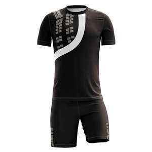 Conjunto de Camiseta de Fútbol Personalizada para Hombre, Negra, Manga Corta, Ajustada, de Poliéster que Absorbe la Humedad, Uniforme de Equipo para Adultos - Product Image 2