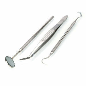 3 Pcs Stainless Steel Dental Oral Hygiene Instrument Kit Teeth Cleaning Tartar Scraper Scaler Mirror Tweezer Probe Dentavex - Product Image 4
