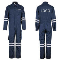 Combinaison de travail réfléchissante noire pour homme en polyester avec personnalisation du logo