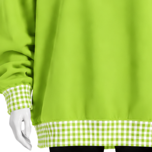 <b>Mens</b> Lime Green Crewneck Sweatshirt Gingham Check Trim <b>Long</b> <b>Sleeve</b> Casual Pullover Fashion Streetwear Athletic Sports <b>Top</b> - Product Image 6