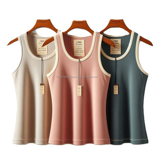 High Quality Women's Workout Gym Tank Top Custom Design Patterns Contrast Trims Sleeveless <b>T</b>-<b>Shirts</b> Tops Athletic Sporty <b>Ladies</b> - Product Image 2