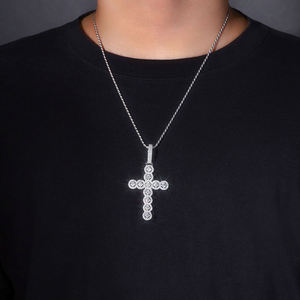 Pendentif en cristal géométrique avec strass, en acier inoxydable plaqué rhodium, bijou classique unisexe, cadeau - Product Image 1