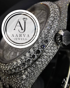 Montre habillée mécanique en acier inoxydable avec cadran en cristal et pierres précieuses, bracelet de 18 mm, aspect diamant - Product Image 4