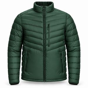 Manteau d'hiver matelassé léger pour homme, taille personnalisée, col montant, poches zippées, vêtement d'extérieur rembourré, tenue décontractée quotidienne - Product Image 1