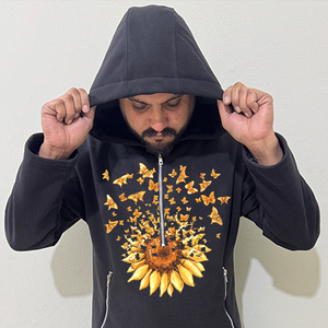 Premium Quality Men Winter Embroidered Zipper Fleece 100% Cotton Vintage Eco-Friendly Hoodie Digital Printing Custom Made - Product Image 2