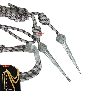 Silver and Grey <b>Braided</b> Aiguillette Silver Metallic Tip Aiguillette Wire <b>Cord</b> Aiguillette - Product Image 4