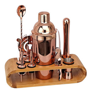 Juegos de herramientas de barman modernos de acero inoxidable con soporte de madera para fiestas, juegos completos de herramientas de bar para cócteles - Product Image 4