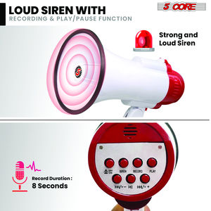 Megafono da 30W con Altoparlante a Tromba, Portata di 800 Iarde, Sirena Potente, Amplificatore Vocale, Attrezzatura Portatile per Sicurezza e Sopravvivenza - Product Image 3
