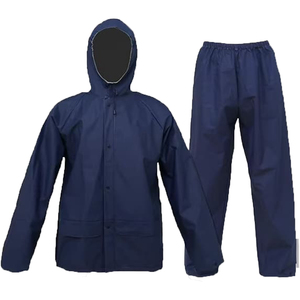 Unisex Navy Blue Waterproof Rain Suit Full Sleeve Polyester Jacket Pants Set All Seasons Outdoor Wear High quality - Product Image 2