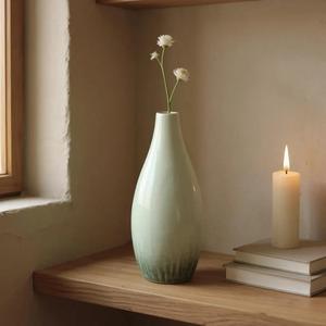 แจกันดอกไม้เซรามิกหรูหราพร้อมผิวเงาเรียบหรู รูปทรงสูงทันสมัย เหมาะสำหรับตกแต่งบ้านสไตล์มินิมอล เป็นจุดศูนย์กลางการจัดแสดง - Product Image 1