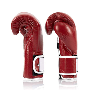 Gants de boxe en cuir rouge avec fermeture à lacets au poignet, sangle réglable, poignées pour une prise en main optimale, pour une utilisation en extérieur, équipement de boxe pour adultes - Product Image 3