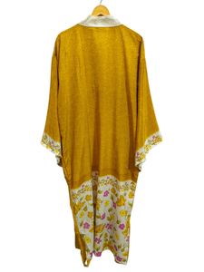 Robe en soie longue jusqu'aux chevilles, robe multicolores, robe de nuit, robe indienne vintage en soie recyclée, kimono en sari - Product Image 6