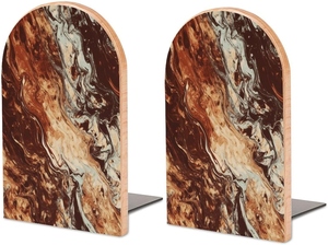 Brown marble bookends wooden <b>book</b> ends heavy duty bookend decorative shelf decor arch bookends wholesale luxury desk organizer a - Product Image 2
