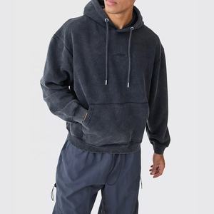 Pull à capuche surdimensionné Vintage pour hommes Streetwear imprimé lavé à l'acide personnalisé français 100% coton teint en plaine hiver - Product Image 4