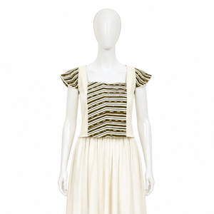 Blusa Boho Color Marfil para Mujer, Cuello Cuadrado, Estampado Geométrico, Manga Corta, Ligera, de Algodón, para Verano, Playa, Vacaciones, Casual, Festivales - Product Image 1