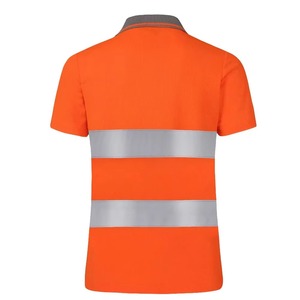 Orange Fluorescent Reflective Polo Shirt High Visibility Safety Workwear Tape Breathable Flame-Retardant Polyester <b>Construction</b> - Product Image 4
