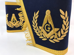 Nouveauté : Tabliers maçonniques ajustables personnalisés en velours avec broderie 3D et broderie à la main dorée, Régalia fabriquée au Pakistan - Product Image 2