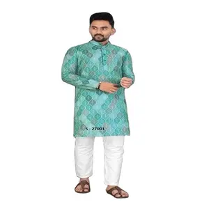 高品质印度男士直库尔塔睡衣民族服装时尚库尔塔睡衣来自印度新库尔塔设计男士