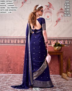 Sari traditionnel en Chinon jaune brumeux élégant du Gujarat pour Diwali, mariages et fêtes - Sans plis, anti-humidité - Product Image 6