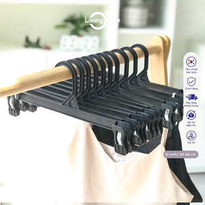 Paquete de 10 Perchas de Plástico para Ropa de 12 Pulgadas con Pinzas y Almohadillas de Goma, Diseño Antideslizante y Duradero - Product Image 5