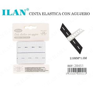 Nastro Elastico Ilan con Occhielli 2.5Mm X 1.5M Bianco per Uso in Abbigliamento - Product Image 2
