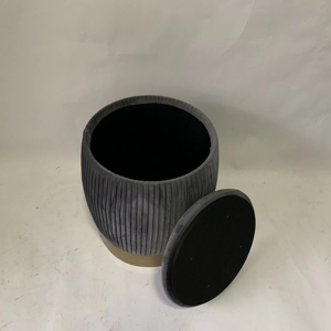 Excellent Workmanship Modern Design <b>Stool</b> Grey Velvet <b>Round</b> Pouf Ottoman Storage Removeable Lid Storage Ottoman - Product Image 4