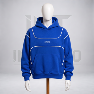 Sweat-shirt à capuche jaune INTENTO pour homme, coupe ample, style streetwear, avec poche avant, 100% coton molletonné - Product Image 5