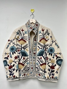 Handmade Woven <b>Velvet</b> Bomber Jacket <b>Women's</b> Winter <b>Coat</b> Traditional Embroidery Bohemian Eco-Friendly Regular Length Reversible - Product Image 1