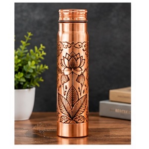 Botella de Agua Tradicional de Cobre con Diseño Floral, Portátil para Viajes - Product Image 4