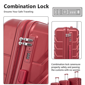 Valigia Trolley 3 in 1 in ABS PC Leggera 20/24/28 Pollici con Asta in Ferro, Lucchetto TSA, Ruote Girevoli, Colore Rosso Vino, con Borsa Inclusa - Product Image 5