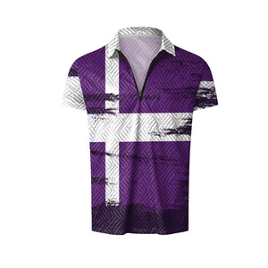 EKIN IMPEX Men's Purple White Color Block Polo Shirt And Shorts Set Quick Dry Knitted Summer Set Men’s Summer Shorts and Shirts - Product Image 3