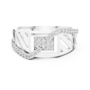 Anillo de Diamantes Cultivados en Laboratorio para Hombre, DYNASTY WAVE, Oro Blanco de 18 Quilates con Baño de Rodio, Estilo Minimalista, para Boda, Compromiso, Regalo o Uso Diario - Product Image 1