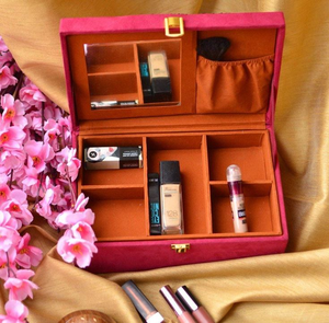 Elegant Maroon Floral <b>Sequin</b> Jewelry Box - Handmade Storage Organizer by whimsy <b>art</b> craft - Product Image 2