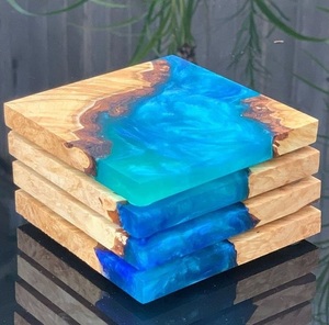 2026 Latest Design Wooden <b>Coaster</b> <b>Set</b> With Resin Design Non Slip Drinkware Heat Resistant Mats & Pads Table Decoration Placemat - Product Image 5