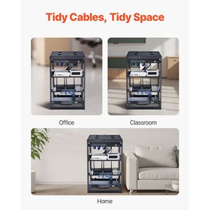 Rack di Rete Open Frame 16U con 4 Montanti, Profondità 23 Pollici, Montabile a Parete e da Terra, Ripiani Ventilati per Carichi Pesanti, Profondità 23 Pollici - Product Image 6