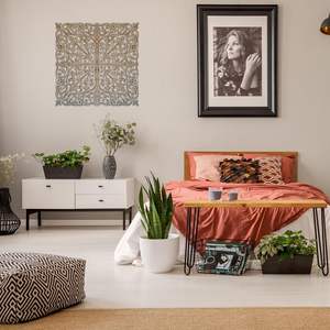 Panneau mural carré en bois artisanal avec motif floral |   Décorations murales pour salon et chambre (24) - Product Image 3