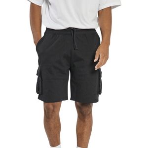 Shorts cargo en molleton noir pour homme, taille élastique, cordon de serrage, poches à rabat, coupe ample, style streetwear décontracté, OEM, vente en gros, approvisionnement en vrac - Product Image 5