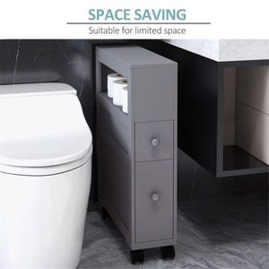 Gray Bathroom Side Storage Cabinet for Small Space Bathroom Furniture Organization - Product Image 1