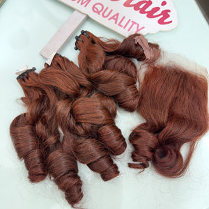 Paquets de cheveux vierges crus vietnamiens 100g de cheveux humains avec fermeture à lacet produits capillaires bouclés pleins d'entrain pour perruques et ensembles - Product Image 3