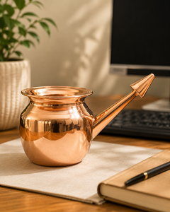 Jarra Neti Ayurvédica de Cobre Clásico con Patrón Sólido de 300 ml sin Tapa para Yoga e Irrigación Nasal - Product Image 3