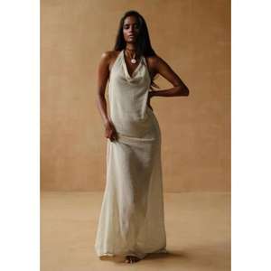 Robe longue élégante pour femme, col halter, sans manches, dos nu, coupe ample, pour l'été, la plage ou les vacances - Product Image 1