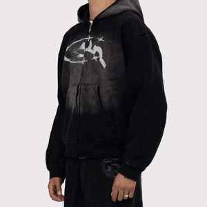 Sweat à capuche surdimensionné pour homme, double couche, en polaire polyester/coton, léger, respirant, écologique et de haute qualité - Product Image 3