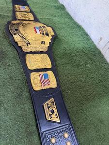 Cinturón de Campeón de Lucha Libre de Peso Pesado de la WCW de Estados Unidos, Diseño de Águila Chapada en Oro, Cuero Negro Original, Unisex, Artes Marciales - Product Image 4