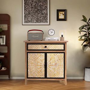Mobiletto Vintage Retrò con Cassetti, Credenza da Terra, Consolle per Ingresso e Soggiorno, Armadietti con Ante - Product Image 1