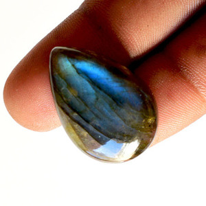 Labradorite bleue naturelle à 100 %, forme poire, cabochon lisse, pour la création de bijoux, disponible en différentes tailles, fabrication de bijoux en pierres précieuses. - Product Image 4