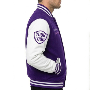 Blouson universitaire pour homme en cuir de haute qualité, très demandé, nouveau modèle personnalisé, violet et blanc, avec broderie licorne, style baseball - Product Image 3