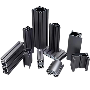 Perfiles de Extrusión de Aluminio Biselados en Negro Brillante para Construcción, Muebles, Bricolaje, Taller, Ligeros, Duraderos, Fáciles de Ensamblar - Product Image 1