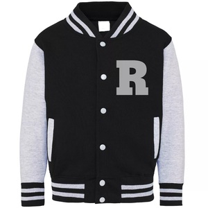 Veste universitaire noire et rouge pour homme, col rabattu, boutonnée, décontractée, pour l'automne, coupe classique, motif lettre O imprimée - Product Image 2