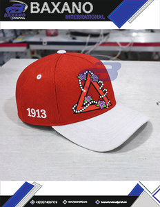 Delta |   Sigma |   Gorra de béisbol Theta Sorority para mujer, roja y blanca, estilo camionero, ajustable, elegante, con letras griegas, de malla, de 6 paneles - Product Image 5