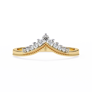 Contemporary <b>crown</b> diamond band <b>ring</b> showcasing brilliant round diamonds for luxury bridal and fashion jewelry - Product Image 1